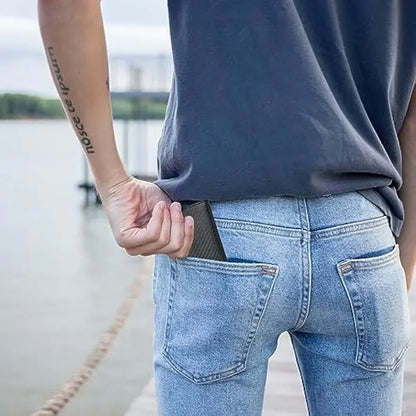 Peňaženka s držiakom na kreditné karty z uhlíkových vlákien Muži Rfid Smart Metal Tenká Tenká Vyskakovacia Minimalistická peňaženka Malá čierna Peňaženka Kovová peňaženka