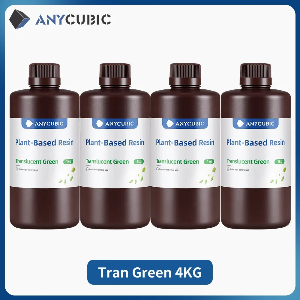 4ks/šarže ANYCUBIC ECO UV živica pre LCD 3D tlačiareň Tekutý 3D tlačový materiál s nízkym zápachom 1kg/fľaša Rastlinná UV živica