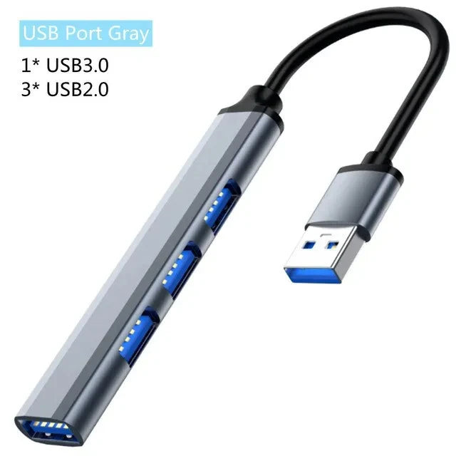Rozbočovač Multifunkčný Rozbočovač s jedným ťahaním Štyri HUB Hliníková zliatina Dokovacia stanica pre laptop Rozbočovač USB 3.0 Typec Multiinterface TV Mobilný telefón
