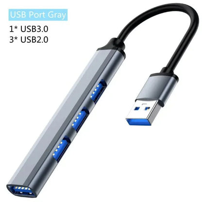 Rozbočovač Multifunkčný Rozbočovač s jedným ťahaním Štyri HUB Hliníková zliatina Dokovacia stanica pre laptop Rozbočovač USB 3.0 Typec Multiinterface TV Mobilný telefón