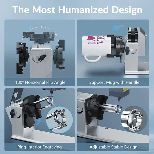 ORTUR 4-v-1 multifunkčné skľučovadlo laserové gravírovacie rotačné valčekové pazúry AlgoLaser RR2 pre valcový prstenec s nepravidelným guľôčkovým predmetom