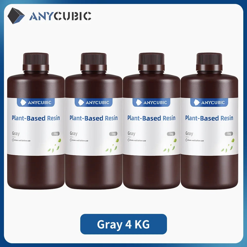 4ks/šarže ANYCUBIC ECO UV živica pre LCD 3D tlačiareň Tekutý 3D tlačový materiál s nízkym zápachom 1kg/fľaša Rastlinná UV živica