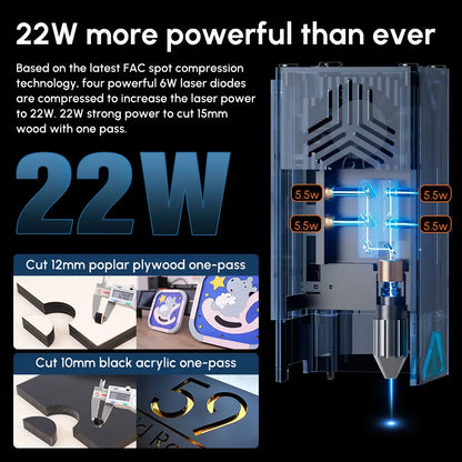 Algolaser Delta 22W remeselná laserová rezačka rytec Inteligentnejšia dotyková obrazovka s rotačným a vzduchovým čerpadlom na remeselnú výrobu dreva/PVC/kovu/MDF