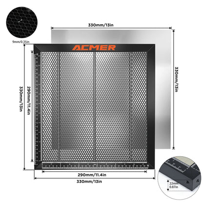 ACMER laserový rezací voštinový pracovný stôl pre CO2 alebo diódový laserový gravírovací rezací stroj 300x300/330x330/400x400/440x440x22 mm