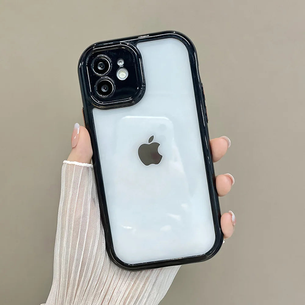 Puzdro na telefón Candy Color pre iPhone 14 11 12 13 Pro Max X XR XS 7 8 SE Priehľadný nárazuvzdorný silikónový priehľadný zadný kryt