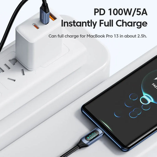 Kábel Toocki typu C na typ C 100W PD rýchlonabíjacia nabíjačka USB C na USB C kábel displeja pre Xiaomi POCO F3 Realme Macbook iPad
