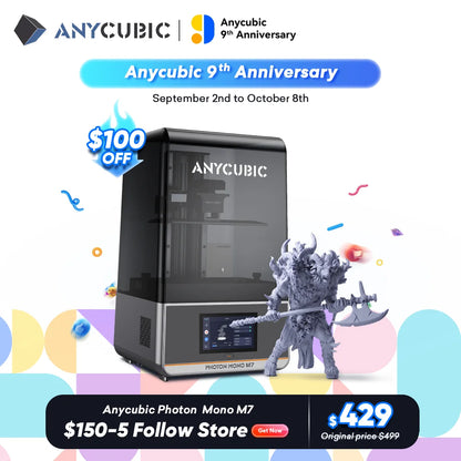ANYCUBIC Photon Mono M7 14K Mono MSLA 3D tlačiareň 10'' 14K LCD živicová 3D tlačiareň Rýchlosť až 150 mm/h Veľkosť tlače 223*126*230mm