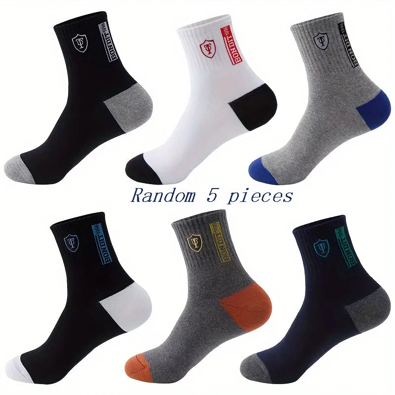 5PCS Set pánske ultra priedušné štýlové športové ponožky pre vysokovýkonné basketbalové futbalové módne multibalenie