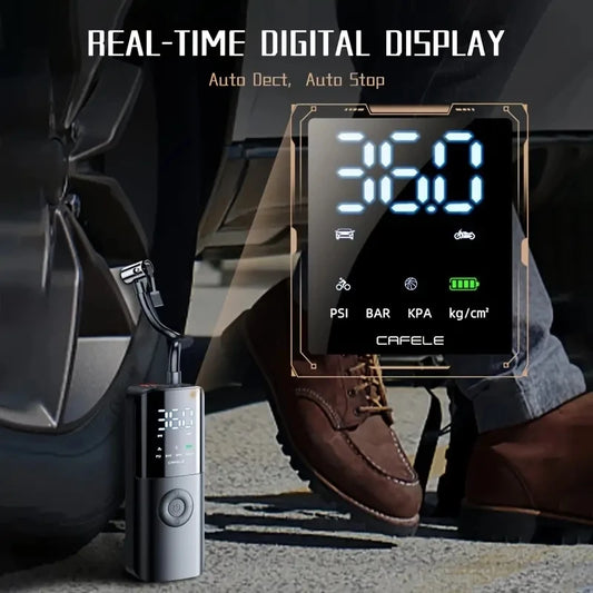 Bezdrôtová vzduchová pumpa do auta Prenosná automatická vysokotlaková elektronická hustilka pneumatík s baterkou 4000mAh 150PSI Air Compresso