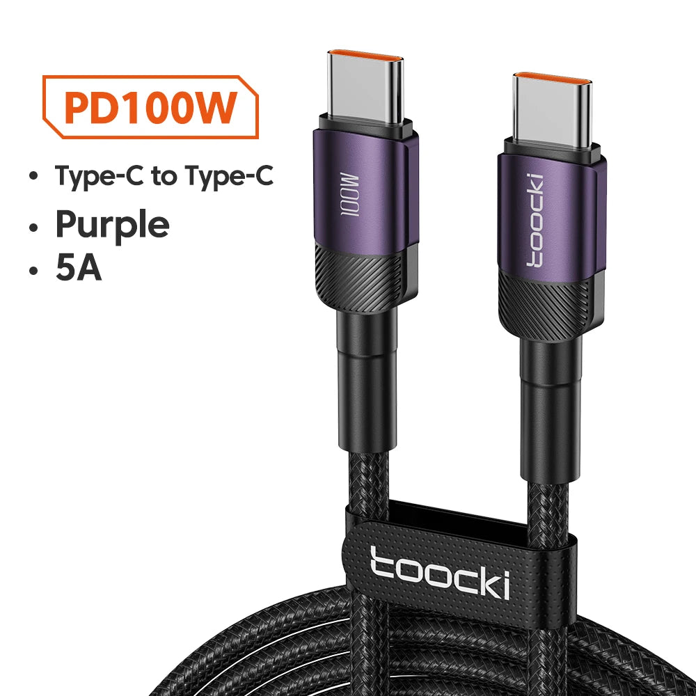 Toocki 100W kábel typu C na USB C PD 3.0 rýchle nabíjanie 4.0 rýchle nabíjanie typu C na typ C pre iPhone 15 Macbook Samsung Xiaomi