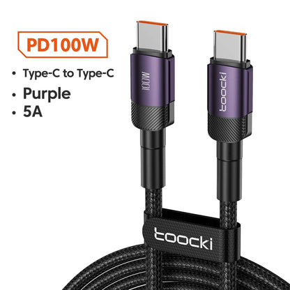 Toocki 100W kábel typu C na USB C PD 3.0 rýchle nabíjanie 4.0 rýchle nabíjanie typu C na typ C pre iPhone 15 Macbook Samsung Xiaomi