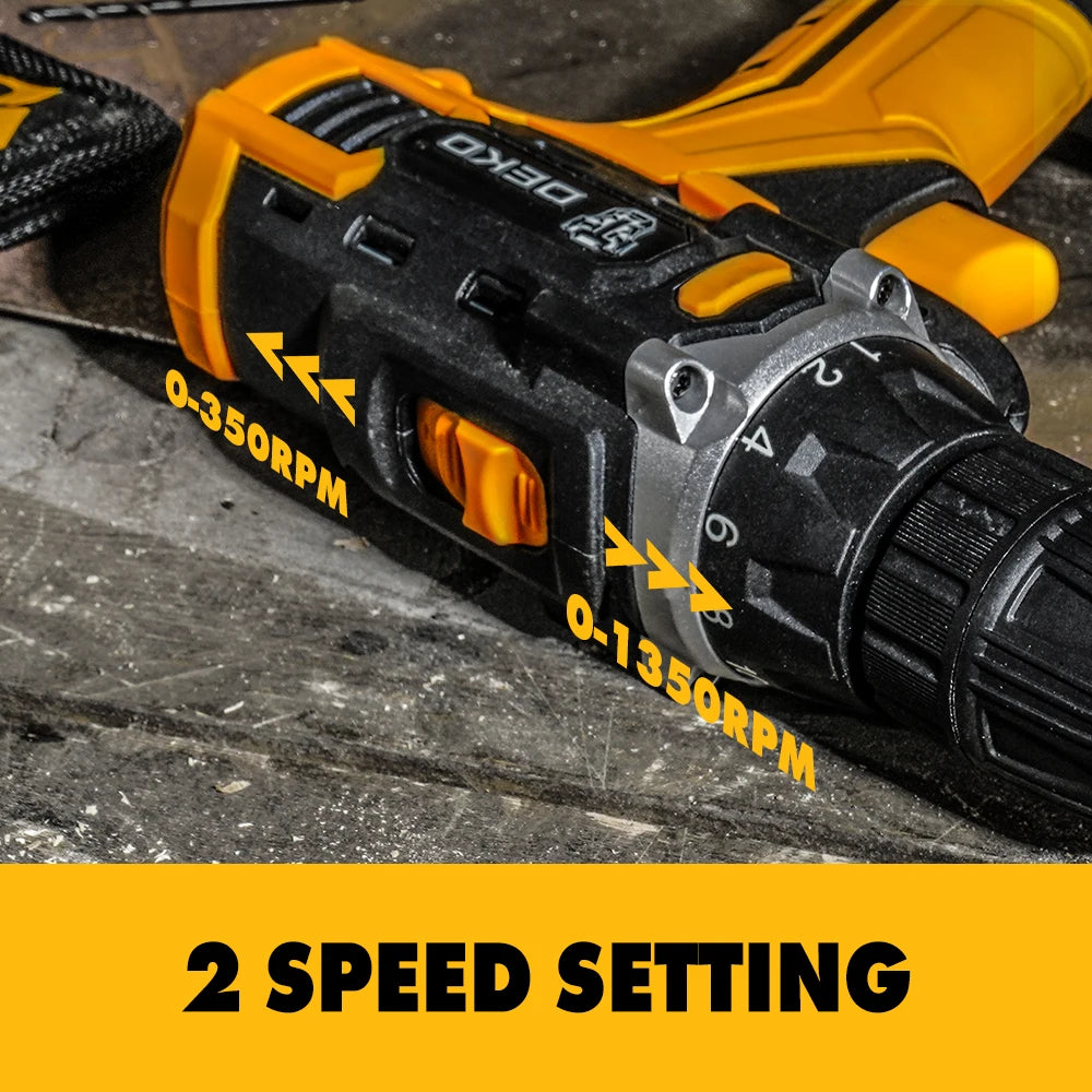 Akumulátorový vŕtací skrutkovač DEKO 12V/16V/20V Mini bezdrôtový napájací ovládač Lítium-iónová batéria LED svetlo Domáce Urob si sám Drevoobrábanie