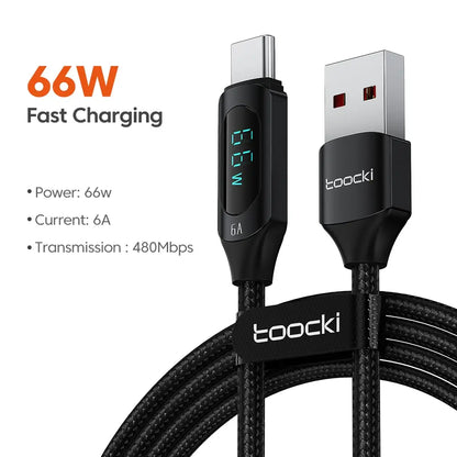 Kábel Toocki typu C na typ C 100W PD rýchlonabíjacia nabíjačka USB C na USB C kábel displeja pre Xiaomi POCO F3 Realme Macbook iPad