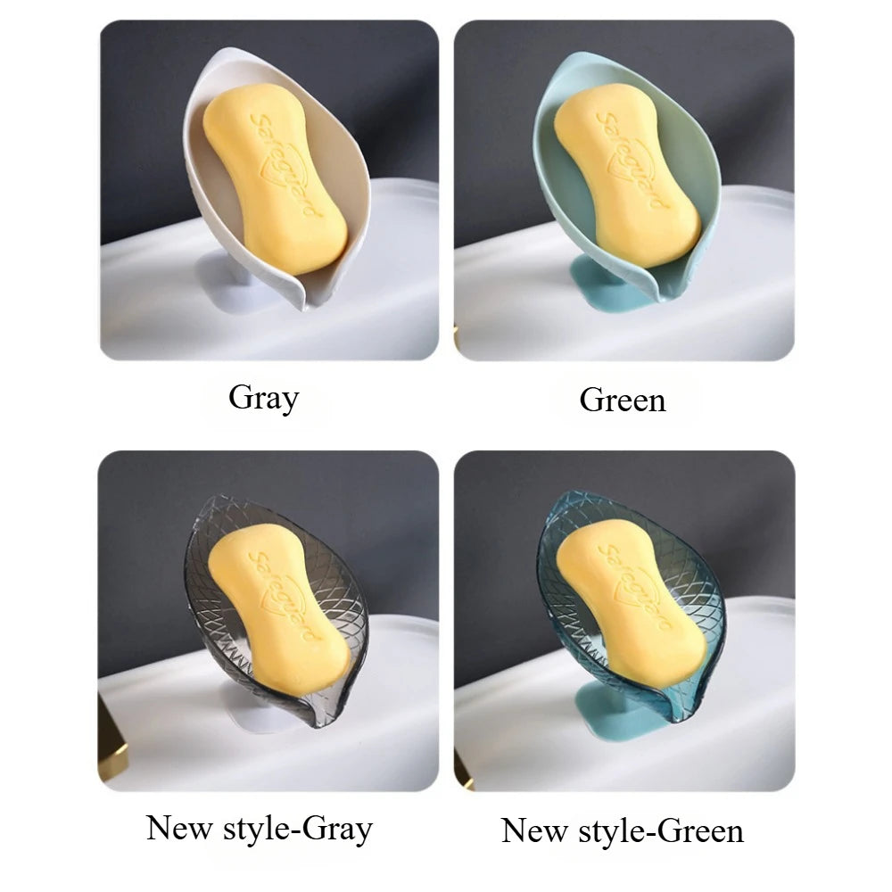 2ks Odtokový držiak na mydlo Tvar listu Nádoba na mydlo Prísavka Zásobník na sušenie Stojan na sprchovanie Nádoba na špongiu Kuchynské príslušenstvo pre kúpeľňu