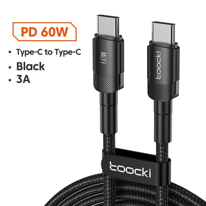 Toocki 100W kábel typu C na USB C PD 3.0 rýchle nabíjanie 4.0 rýchle nabíjanie typu C na typ C pre iPhone 15 Macbook Samsung Xiaomi