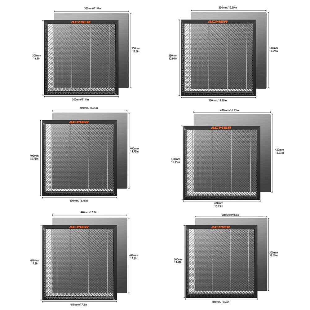 Laserové vybavenie ACMER Voštinový pracovný stôl pre laserový gravírovací stroj Sculpfun XTOOL na rezanie CO2 300x300/400x400/440x440mm