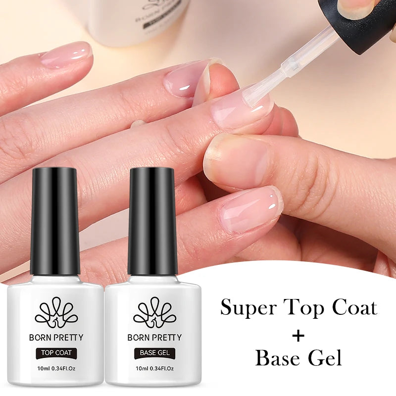BORN PRETTY 10 ml Base Gel Top Coat Gumový gél na posilnenie gélu na nechty Pomôcky Soak Off UV LED funkčný gél na lak na nechty
