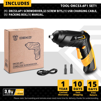 Akumulátorový elektrický skrutkovač DEKO DKCS3.6O1 Dobíjacia napájacia batéria Skrutkovač Otočná rukoväť LED baterka Elektrické náradie