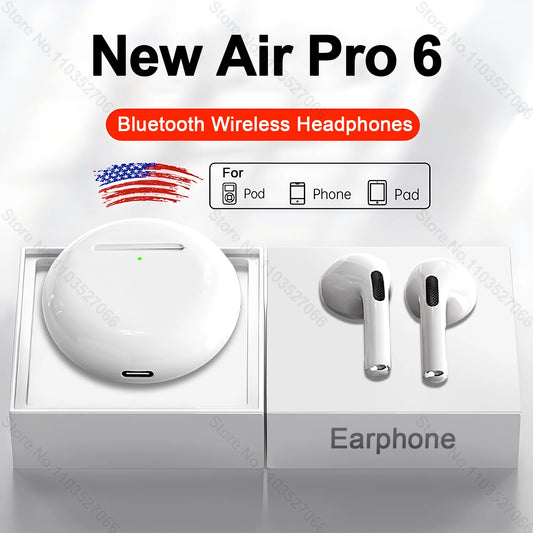#Original Air Pro 6 TWS Bezdrôtové slúchadlá Bluetooth slúchadlá pre iPhone 15 14 13 12 Pro Max Mini Headset Príslušenstvo k slúchadlám
