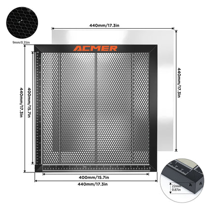 ACMER laserový rezací voštinový pracovný stôl pre CO2 alebo diódový laserový gravírovací rezací stroj 300x300/330x330/400x400/440x440x22 mm
