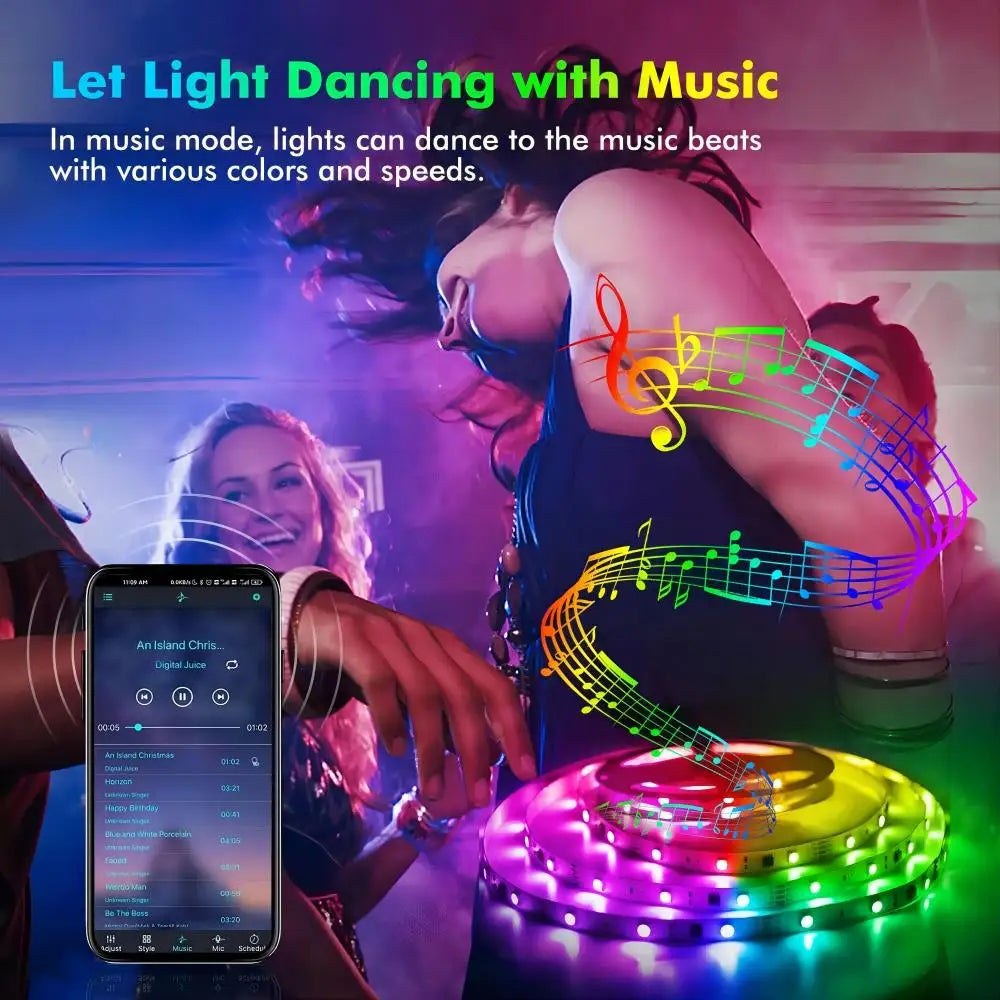 LED pásik RGB 5050 WS2812b Bluetooth ovládanie pomocou aplikácie Chasing Effect Lights Flexibilná páska Dióda Stuha TV Podsvietenie Spálňa Dekorácia