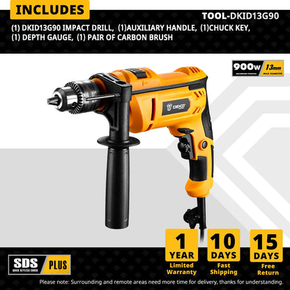 Profesionálna príklepová vŕtačka DEKO 220V, 2-funkčná vŕtačka, skrutkovač, elektrické náradie (séria DKID)