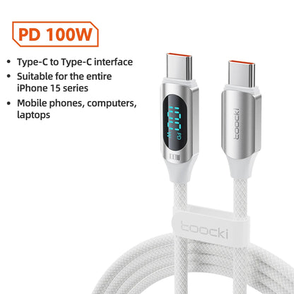 Kábel Toocki typu C na typ C 100W PD rýchlonabíjacia nabíjačka USB C na USB C kábel displeja pre Xiaomi POCO F3 Realme Macbook iPad