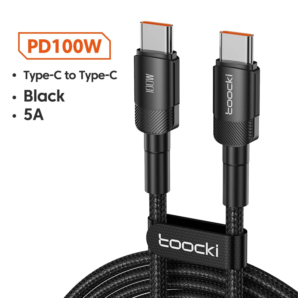 Toocki 100W kábel typu C na USB C PD 3.0 rýchle nabíjanie 4.0 rýchle nabíjanie typu C na typ C pre iPhone 15 Macbook Samsung Xiaomi