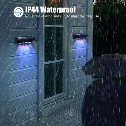 Solárne svietidlá na plot Vonkajšie vodotesné RGB Farba meniaca sa/teplá biela LED Solárne schodové svietidlá Vonkajšie nástenné svietidlá IP65 Vodotesné