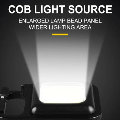 COB LED mini baterka Super jasná EDC kľúčenka vonkajšia núdzová kempingová vrecková lampa s vývrtkou na chvoste