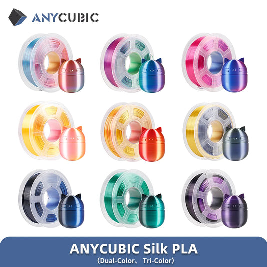 ANYCUBIC Silk PLA dvojfarebný trojfarebný 1,75 mm PLA filament 1 kg pre FDM 3D tlačiareň Shine Bright Multicolor 3D Printing Material