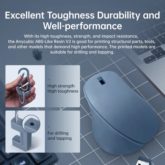 Najnovšia ANYCUBIC ABS-like živica V2 vodou umývateľná 405nm fotopolymérová živica ABS 3D živica s vysokou presnosťou pre LCD 3D tlačiareň