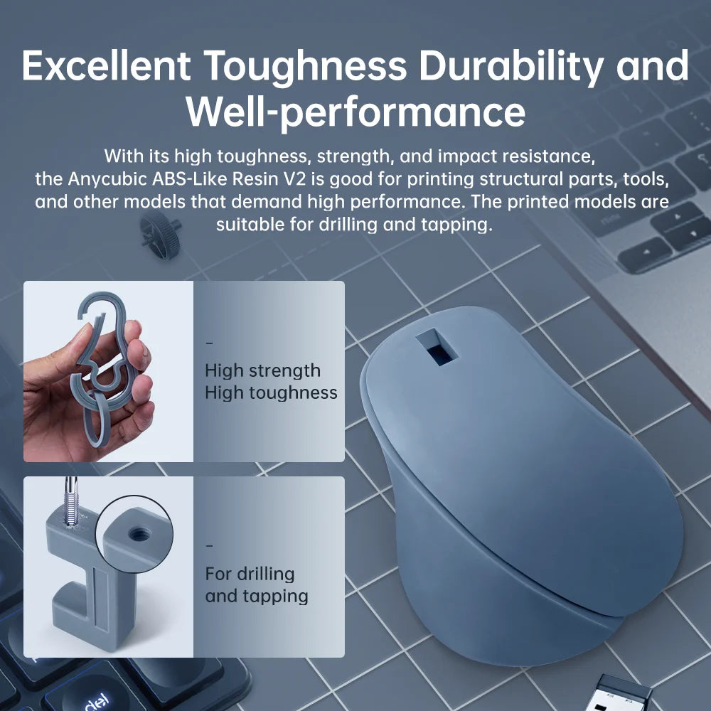 ANYCUBIC Kúpiť 2 kg Získajte 3 kg ABS-like Resin V2 vodou umývateľná 405nm fotopolymérová živica 3D živica s vysokou presnosťou pre LCD 3D tlačiareň