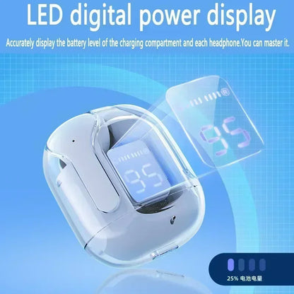 Bezdrôtová náhlavná súprava Bluetooth T2 tws Transparentné slúchadlá ENC LED Power Digital Display Stereo Sound Slúchadlá pre všetky smartfóny