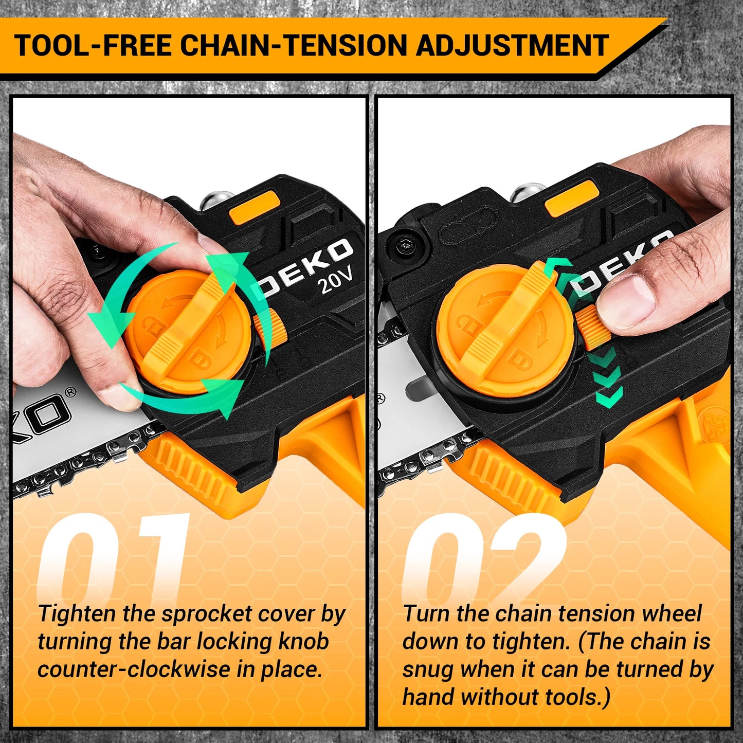 DEKO 550w mini reťazová píla akumulátorový olejový stroj 6-palcový ručný prenosný akumulátorový azáhradné náradie na rezanie dreva/stromov