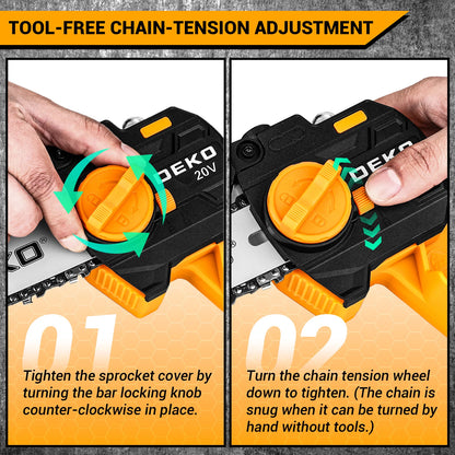 DEKO 550w mini reťazová píla akumulátorový olejový stroj 6-palcový ručný prenosný akumulátorový azáhradné náradie na rezanie dreva/stromov