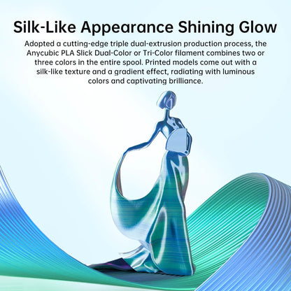 ANYCUBIC Silk PLA dvojfarebný trojfarebný 1,75 mm PLA filament 1 kg pre FDM 3D tlačiareň Shine Bright Multicolor 3D Printing Material