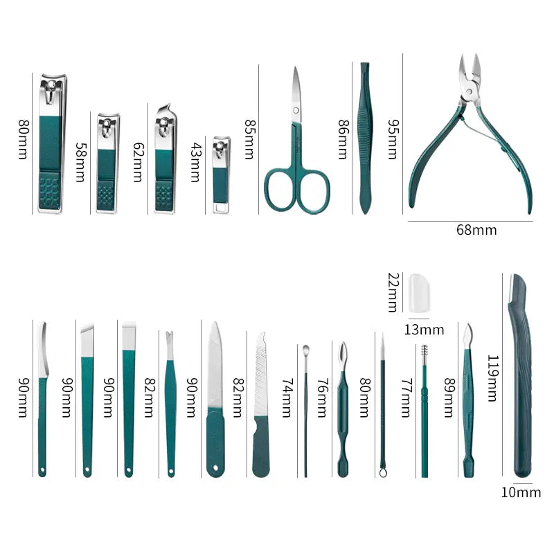 7/10/12/18 ks Sada na manikúru Nerezová súprava na strihanie nechtov Klieštiky na nechty Zastrihávač obočia Nožnice Pinzeta Ušná lyžička Facial Car