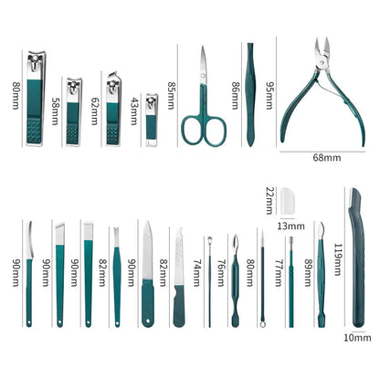 7/10/12/18 ks Sada na manikúru Nerezová súprava na strihanie nechtov Klieštiky na nechty Zastrihávač obočia Nožnice Pinzeta Ušná lyžička Facial Car