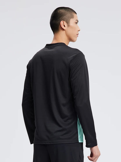 Športové tričko pánske voľné, rýchloschnúce, voľnočasové bežecké tričko s dlhým rukávom, štvorročné fitness top