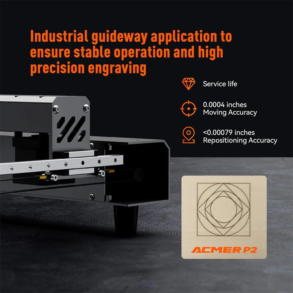 ACMER P2 33W lasery Gravírovanie Air Assist WIFI APP Control CNC Obrábači kovov drevári Gravírovací laserový rezací stroj do dreva