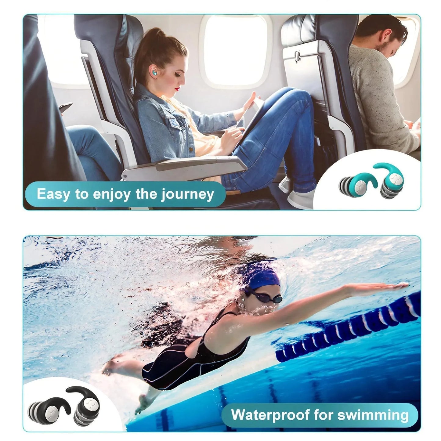 1 pár mäkkých silikónových štupľov do uší – potláčanie hluku, vodotesné, pohodlné, na spánok, plávanie, vytvárajúce tiché prostredie