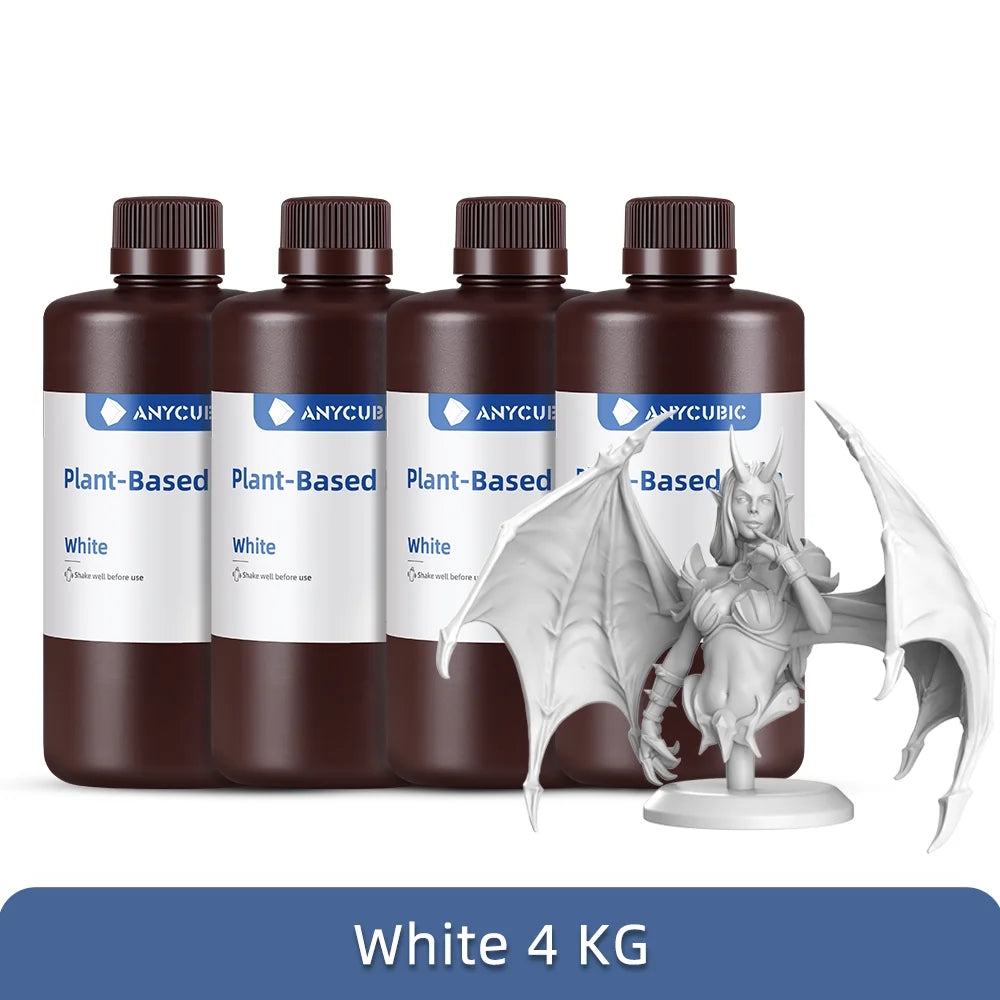 4ks/šarže ANYCUBIC ECO UV živica pre LCD 3D tlačiareň Tekutý 3D tlačový materiál s nízkym zápachom 1kg/fľaša Rastlinná UV živica