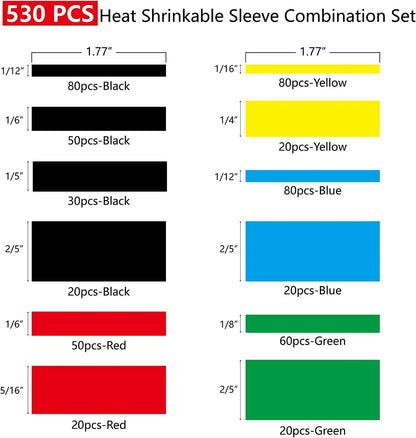 164/328/530 kusov teplom zmršťovacích hadičiek Vodotesný elektrický drôtený obal na káble Sortiment elektrických izolačných tepelne zmršťovacích hadičiek
