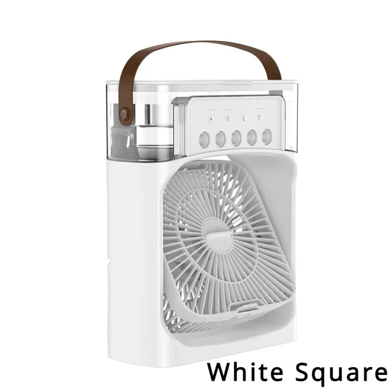 Prenosný zvlhčovač vzduchu 3 v 1 Klimatizácie USB elektrický ventilátor LED Nočné svetlo Vodná hmla Zábavný ochladzovač vzduchu pre domácnosť