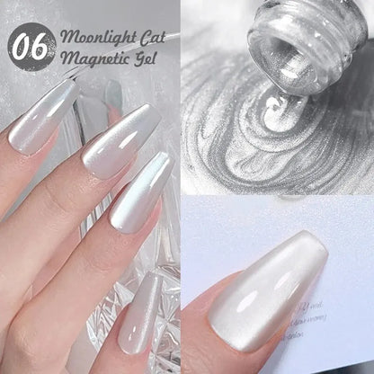 BORN PRETTY 2 ks 10 ml Moonlight Cat Magnetický gélový lak s magnetickou tyčinkou Ružová Strieborná Snowlight Glitter Effect Reflexná voda