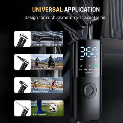 Bezdrôtová vzduchová pumpa do auta Prenosná automatická vysokotlaková elektronická hustilka pneumatík s baterkou 4000mAh 150PSI Air Compresso