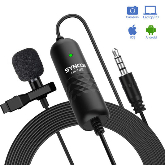 SYNCO S6E Omnidirectional Recording Lavalier Microphone, Auto-Pairing, Omnidirectional Pickup Pattern