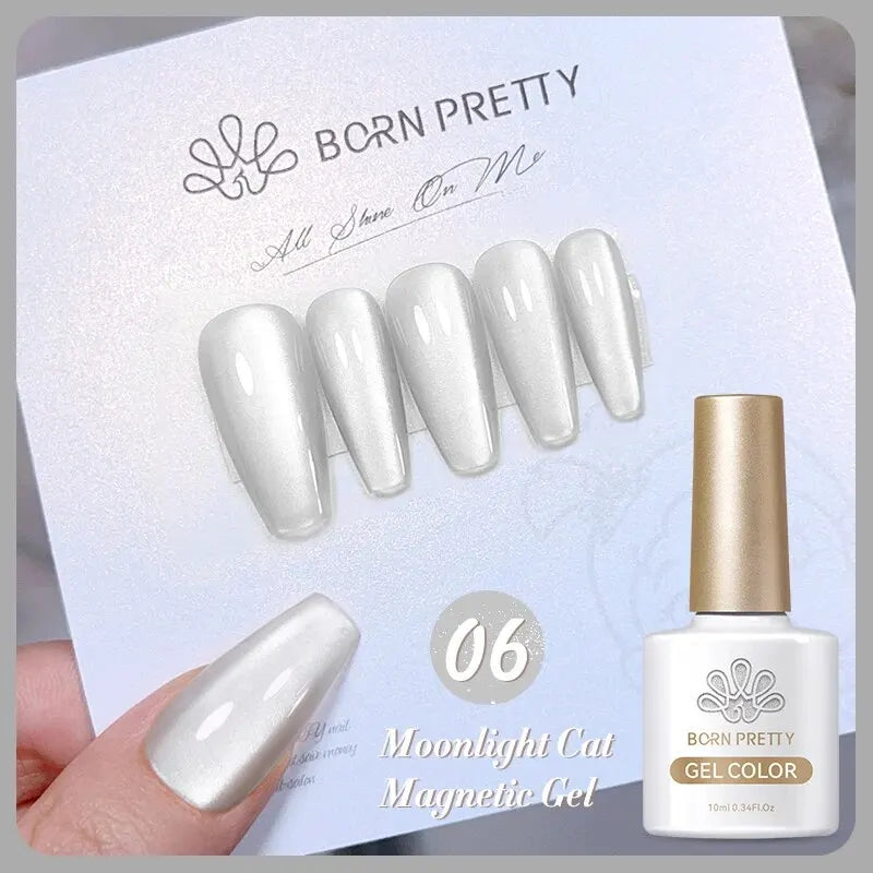 BORN PRETTY 2 ks 10 ml Moonlight Cat Magnetický gélový lak s magnetickou tyčinkou Ružová Strieborná Snowlight Glitter Effect Reflexná voda