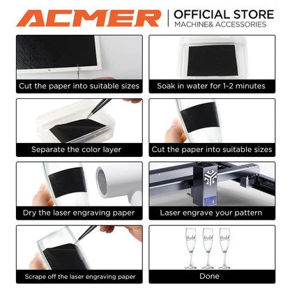 1ks laserový gravírovač Gravírovanie Farebný značkovací papier Keramika Sklo Krištáľový kameň Dlaždice Číry akryl Na výrobu UV vlákien z CO2